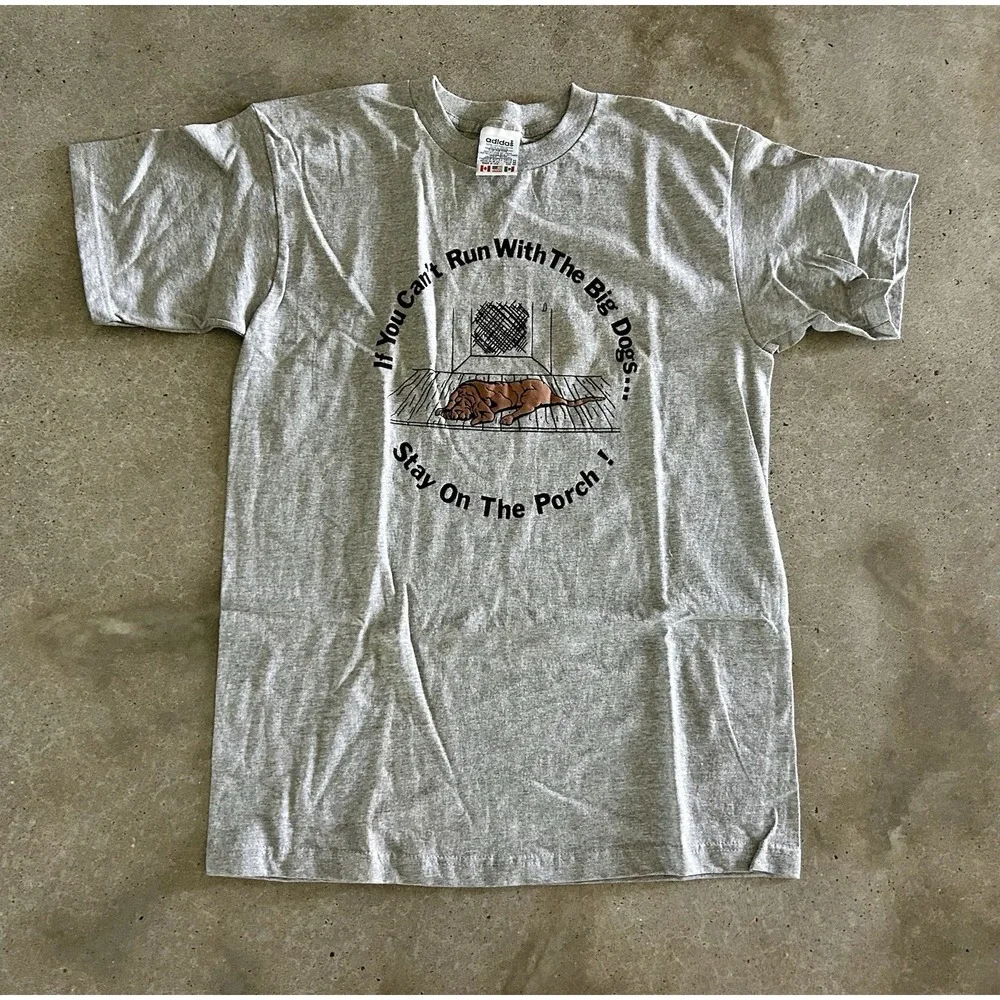 VINTAGE Adidas T Shirt Sz Medium Y2K 90s If You Can't Run With The Big Dogs